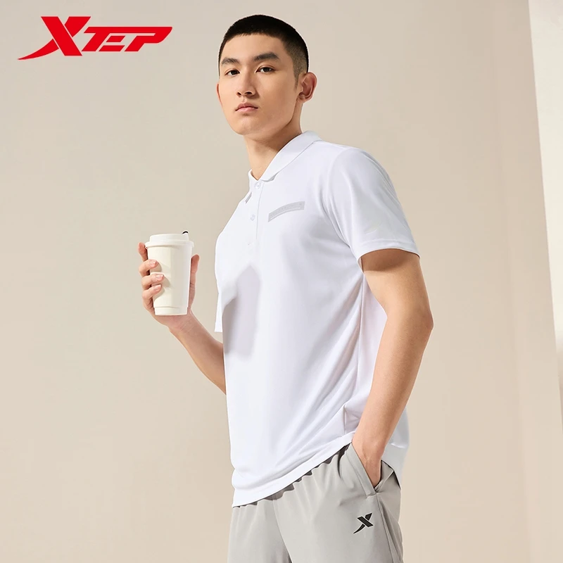 Xtep Short Sleeve Polo Shirt For Men 2024 Summer Normcore Men\'s T-shirt Everyday Soft Sweat-Absorbing Outdoor Tops 876229020016