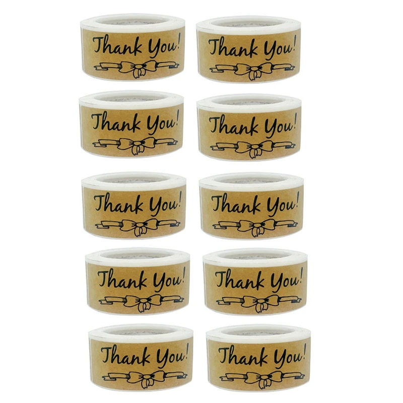 1200Piece Thank You Stickers Set, Thank You Stickers Label Roll Thank You For Envelope Retail Store 75X25mm Kraft Paper