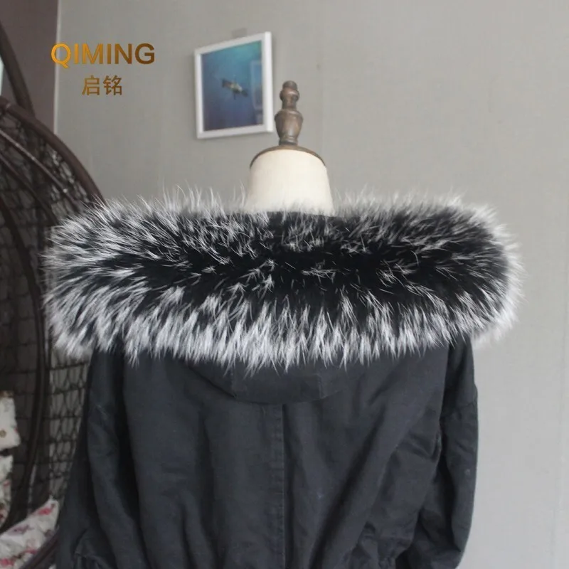 100% Real Fur Collar Luxery Scarf Natural Raccoon Fur Scarf Women Genuine Fur Collar Scarves Large Scarf Fur Shawl Male Jacket