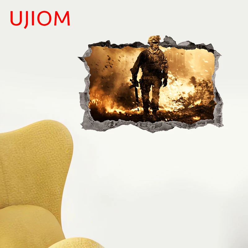 UJIOM 13cm X 8.7cm Soldier Tear Wall Stickers Waterproof Personality Living Room Kids Room Decal Room Decoration Accessories