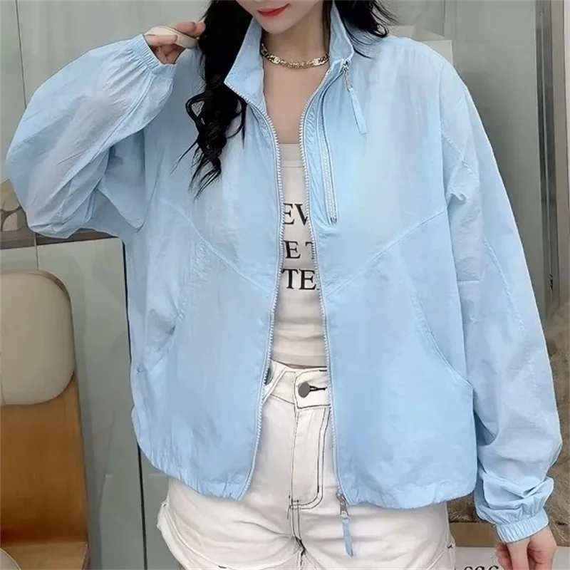 

Sunscreen Coat Women Spring Summer New Fashion Sun Protection Clothing Jacket Niche Design Zipper Outwear Short Coat Female Tops
