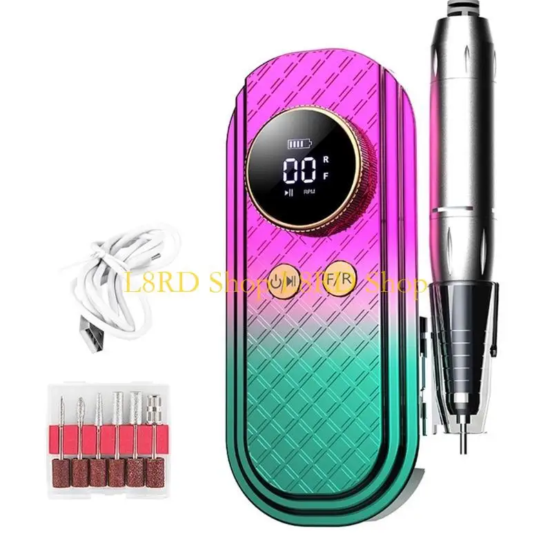 

L8RD электрическая дрель для ногтей, малошумный маникюрный инструмент, дрель для ногтей с регулируемой скоростью, набор сверл