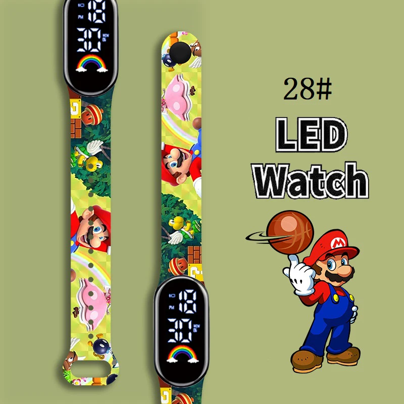 Mario Bros Kinderhorloges Actiefiguren Luigi Prinses Perzik Yoshi Bowser Kids Sport Polsband Waterdicht Digitaal Horloge