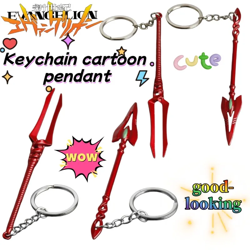 

Wholesale Neon Genesis Evangelion Red Cartoon Keychains, EVA Unit-01 & Lance of Longinus Mini Toy Model Backpack Charms