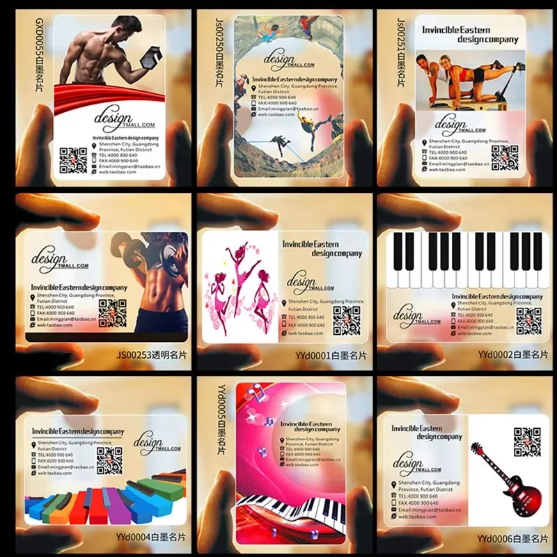 200 قطعة بطاقة عمل راقية مخصصة من مادة PVC شفافة مقاومة للماء بطاقة عمل مخصصة لمتجر شخصي بطاقة عمل مخصصة