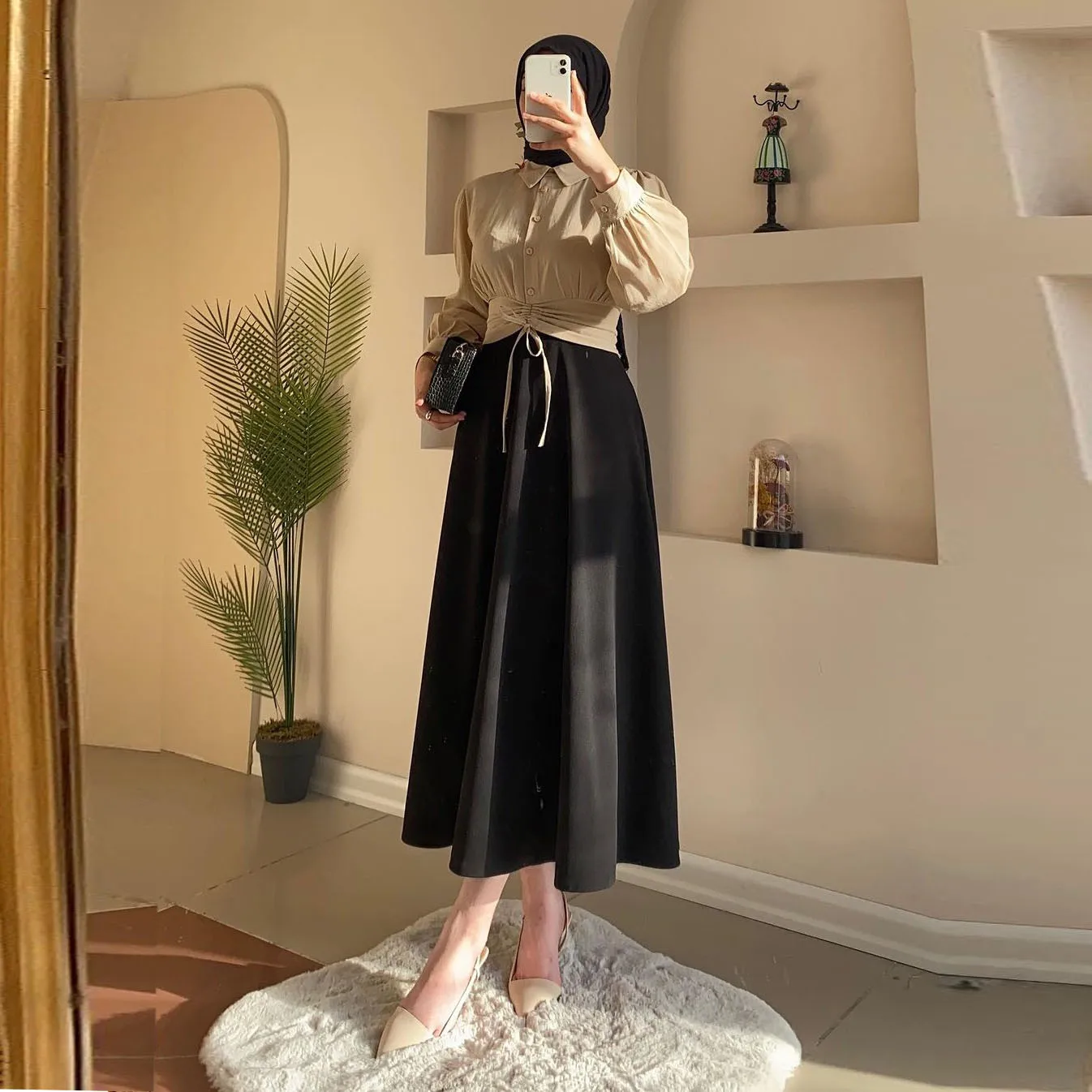 Donne Eid set musulmani caftano Islam gonne larghe Ramadan marocco Musulman Ensemble arabo Dubai camicette due pezzi Casual