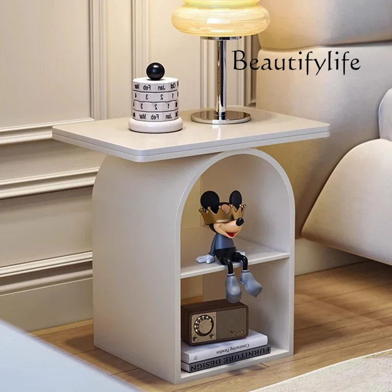 

Y Korea Storage Modern Bedside Table Round Natural Aesthetic Trendy Hotel Night Stand Salon Wood Mesita Noche Bedroom Furniture