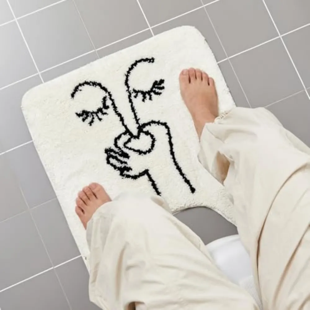 VIKAMA U-Shaped Toilet Mat Soft Absorbent Bathroom Rug Non-Slip Washable Bath Mat Floor Carpet for Toilet Base