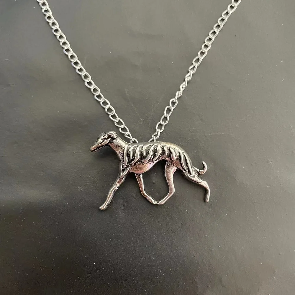 Whippet Greyhound Dog  Handmade Necklace Embossed Pendant Jewelry Golden Colors Plated In Stock Fast