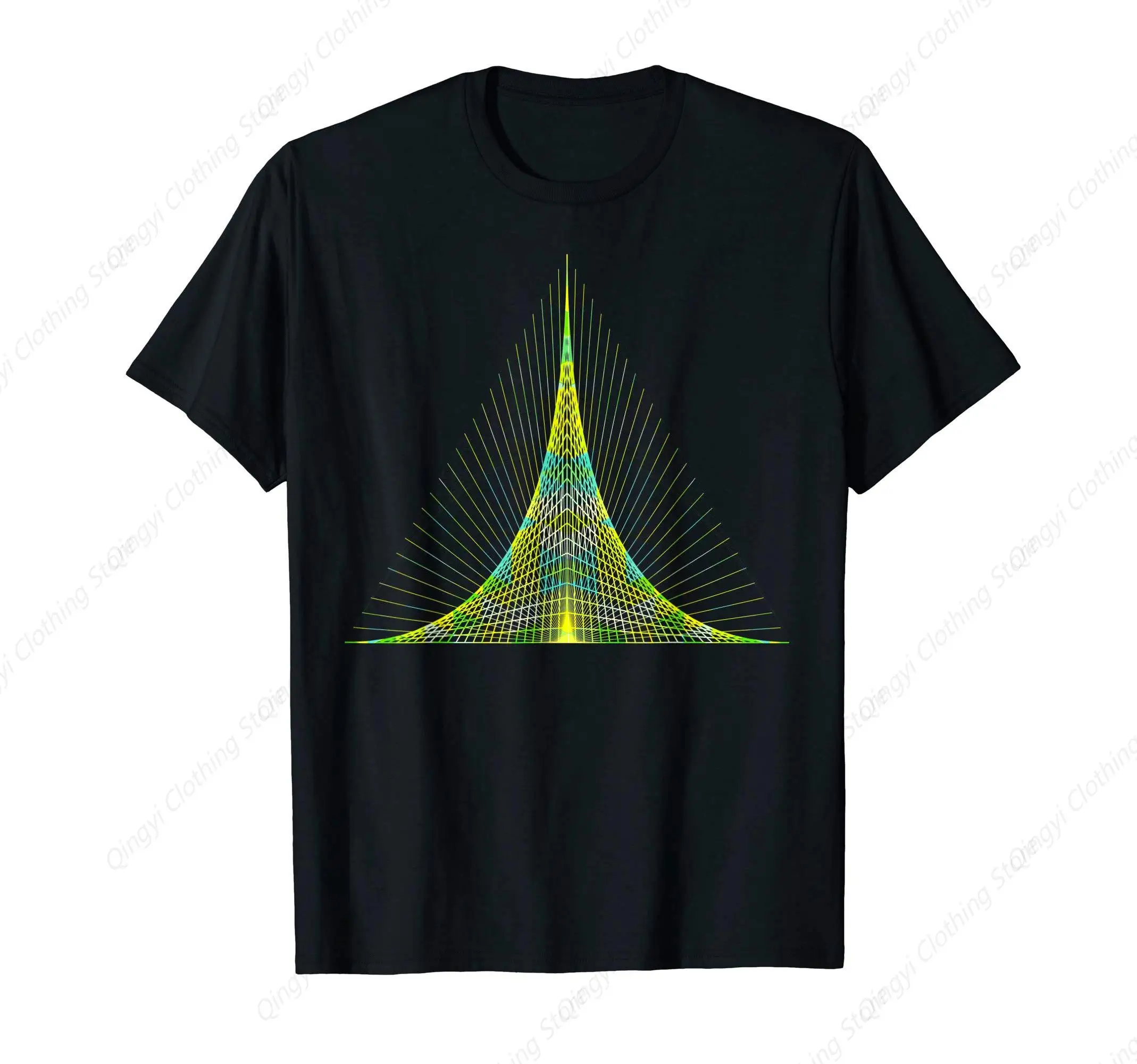 Geometric Shapes Green Line Triangles - Sacred Geometry T-Shirt