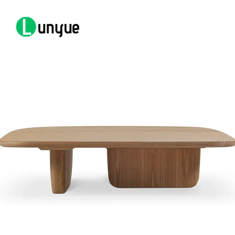 Nordic Modern Rectangular Coffee Table Gray Solid Wood Simple Living Room Furniture Sturdy Durable Home Decor Centerpiece