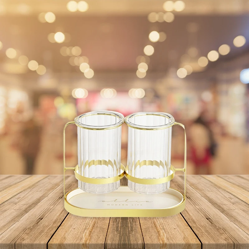 Dreno De Tubo De Pauzinhos De Luxo Leve, Rack De Armazenamento De Garfo De Talheres, Gaiola De Dupla Camada