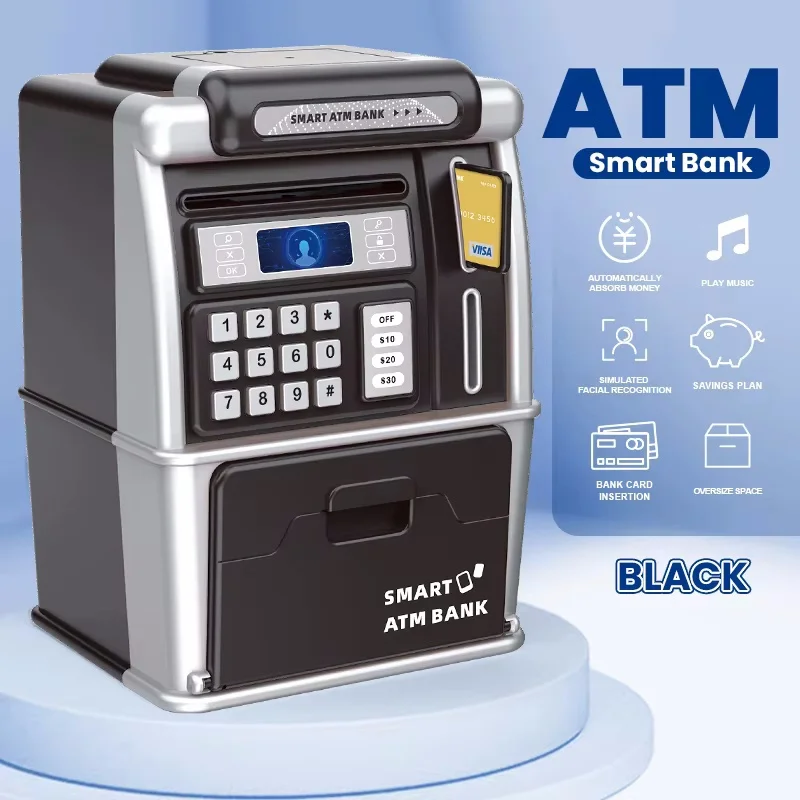 Kinderen ATM Automatische aanbetaling Teller Machine Speelgoed Slim wachtwoord Swipe Card Saving Box Elektronische spaarpot voor kinderen Kerstcadeau - afbeelding 1