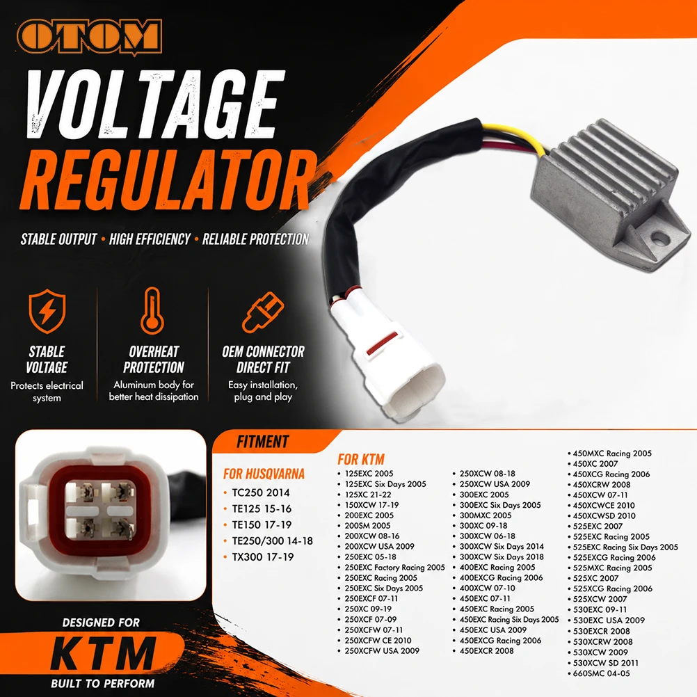 2005-2019 Motorcycle Voltage Regulator Rectifier 4 Wires 12V For KTM HUSQVARNA XC EXCF XC XCW XCFW TC TE TX 125 250 300 450 500