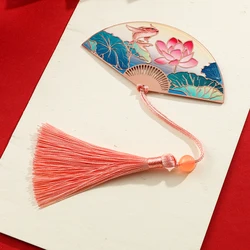 Chinese Style Folding Fan Bookmarks, Koi Metal Bookmarks Filled With Festive Stationery, Reading Tags for Teachers Kid Men Women
