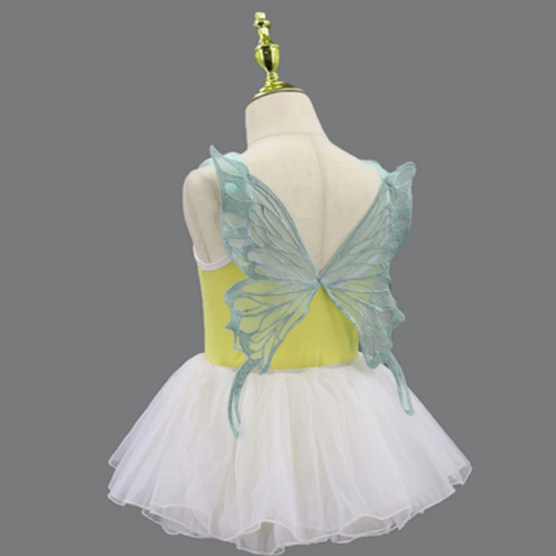 Children\'s ballet dance costume Girl\'s Chinese dance practice costume Ballet gauze skirt halter butterfly gymnastics costume