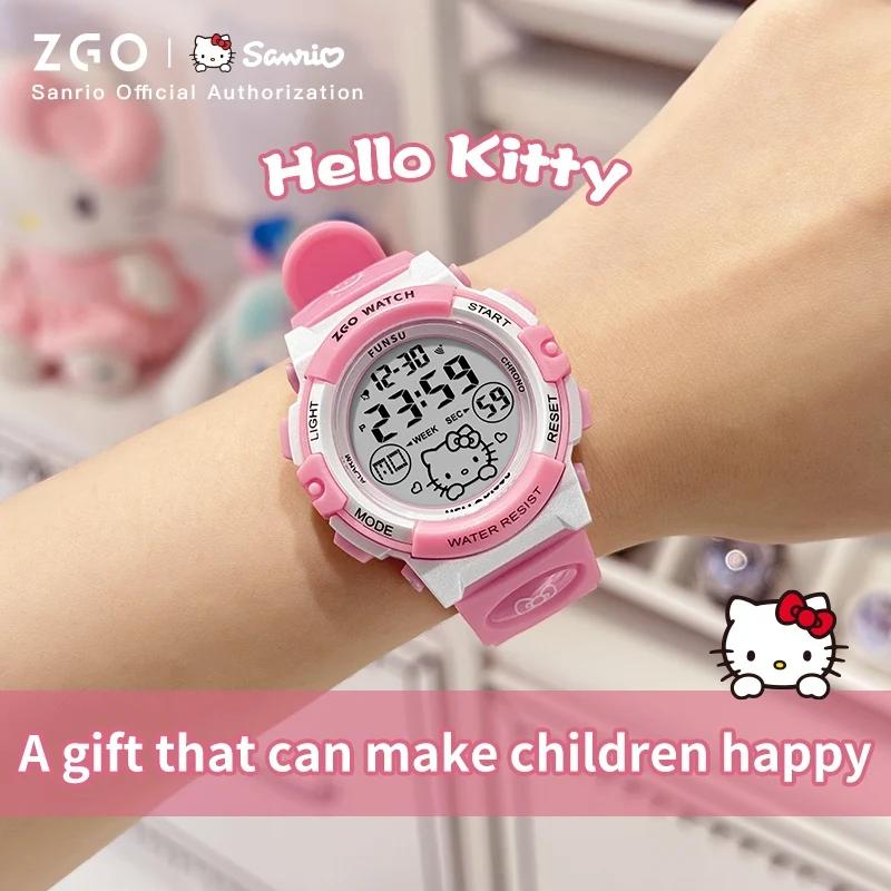 Original ZGO × HelloKitty Electronic Watch Kids\' Sports Watchs 50M Waterproof Weekly Calendar Display Chronograph Gift 3052