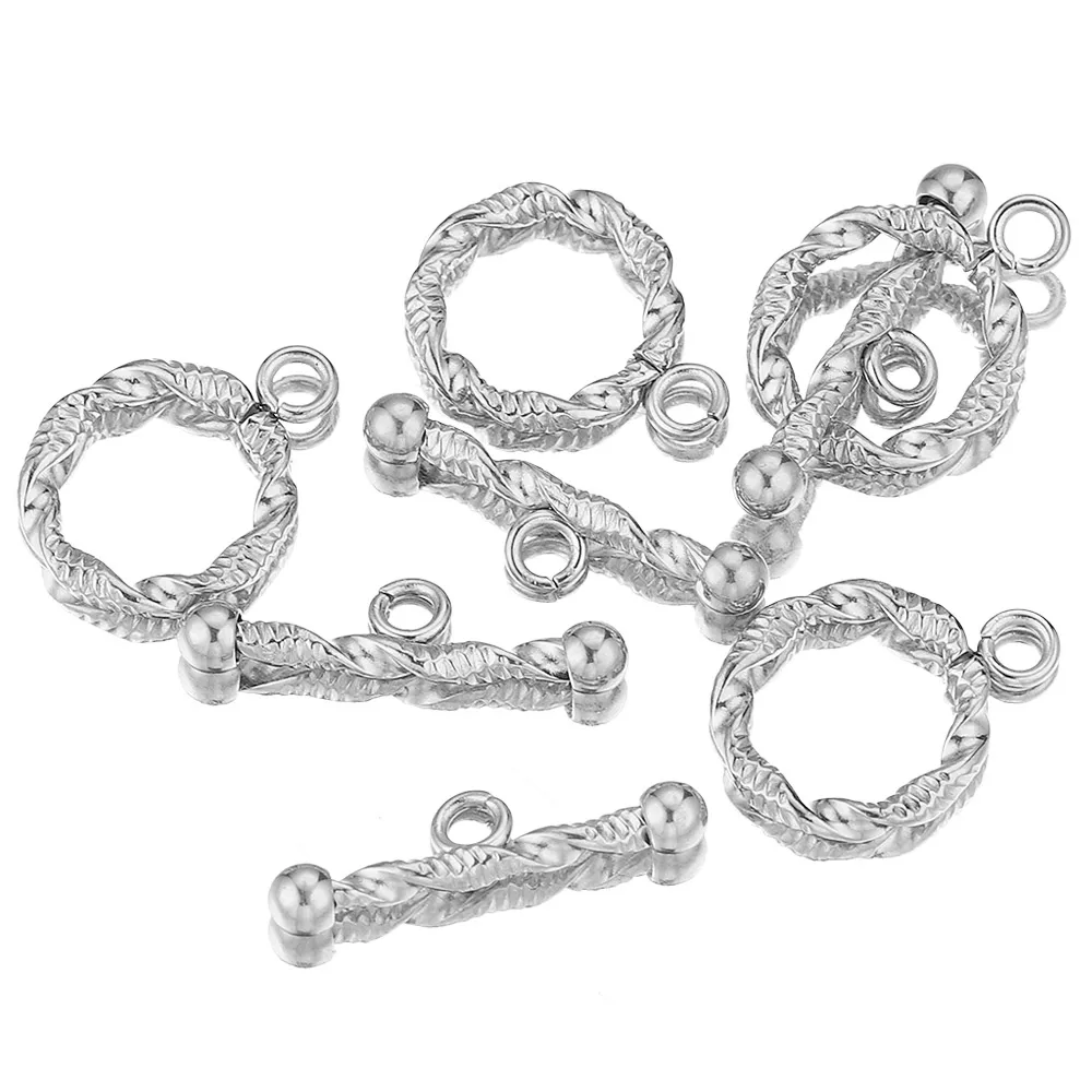 5Sets Stainless Steel OT Toggle Clasp Connectors Parts for Fasteners Bracelet Necklace Chunky OT Clasps DIY Jewelry Making Kit