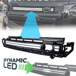 Front Bumper Grill with Led Dynamic Light Day Running Lights Breathing Lamp For Land Rover Defender 2020-2024 90 110 130