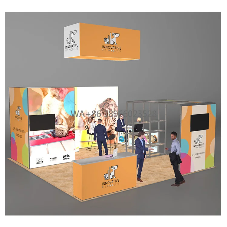 20x20 6x6 suporte de exposição modular reutilizável da exposição comercial feita sob encomenda com suporte da TV