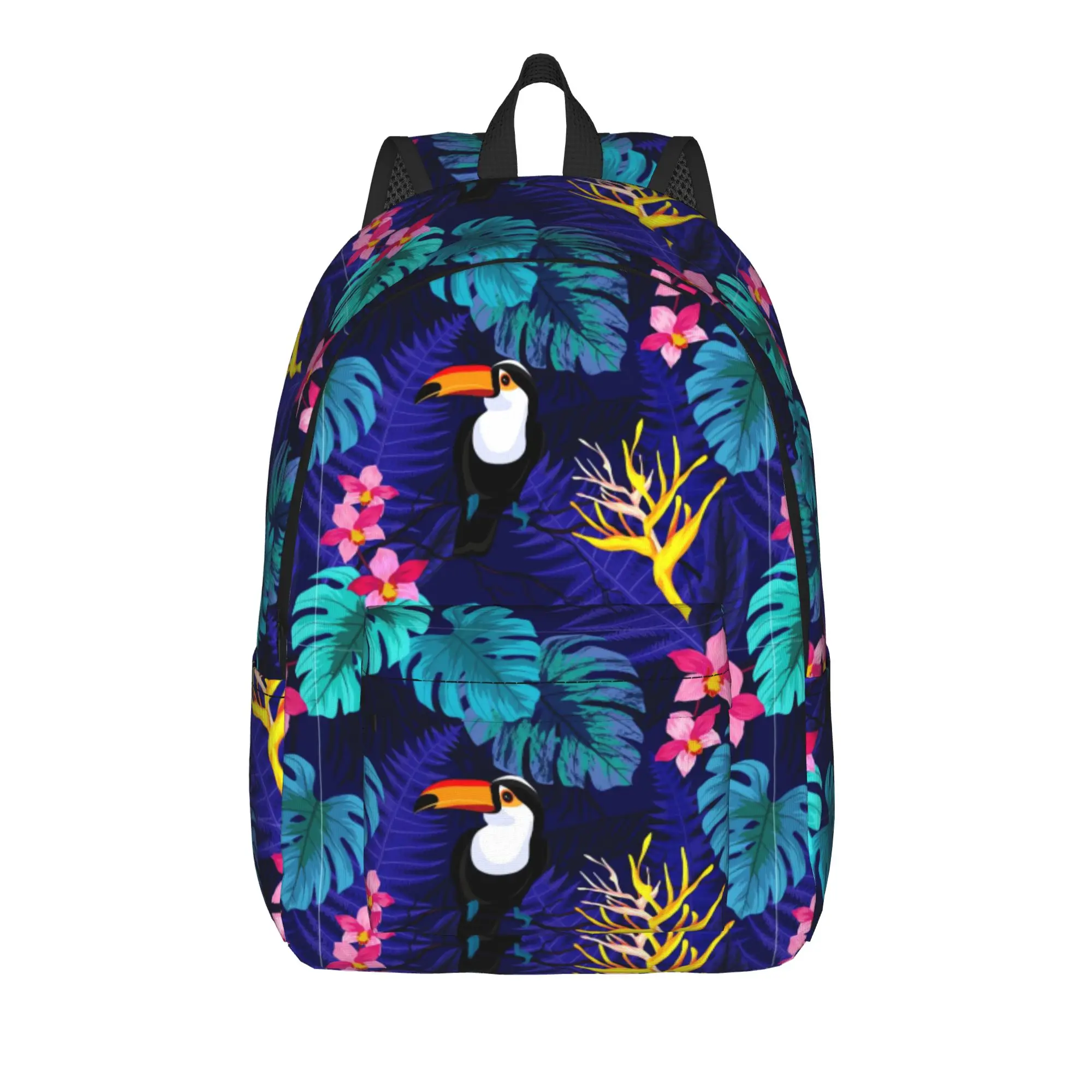 Tropical Flowers And Toucan    () Backpack  Daily Backpacks Women Designer Soft School Bags Kawaii Rucksack
