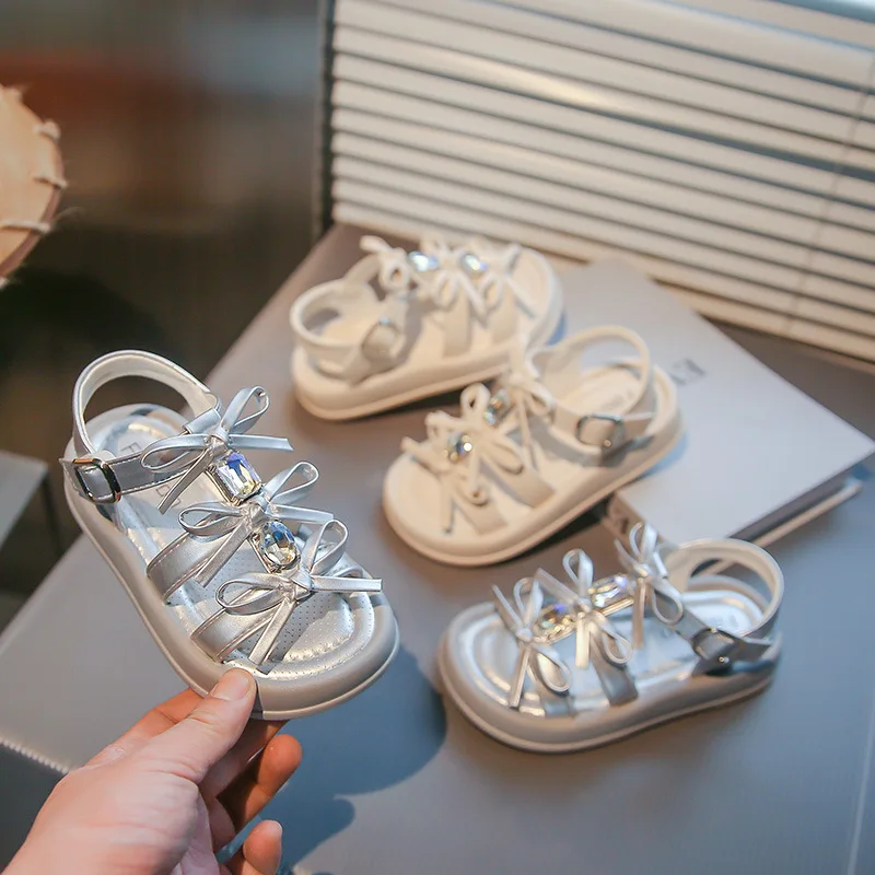Girl Sandals Summer New Kids Fashion Hollow-out Causal Shoes Princess Versatile Sweet Bowknot Children Open-toe Beach Sandals