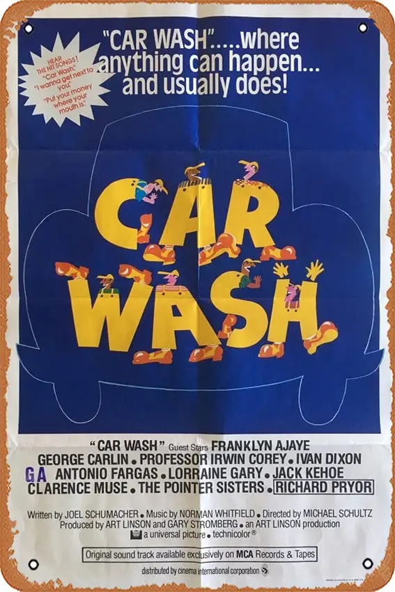 Car Wash 1976 Vintage Movie Poster Vintage Tin Sign,Retro of Classic Old Film Poster Metal Sign TV Bar Karaoke Man Cave Wal sign