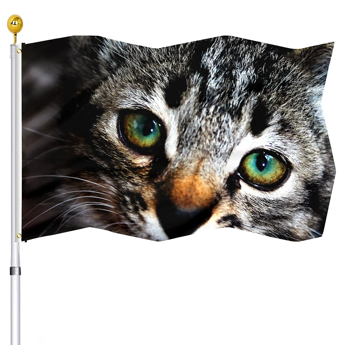 Scary Halloween Flag Cool Black Cat's Yellow Eyes Double Stitched Flags with Brass Grommets for Outdoor Indoor Home Decorations