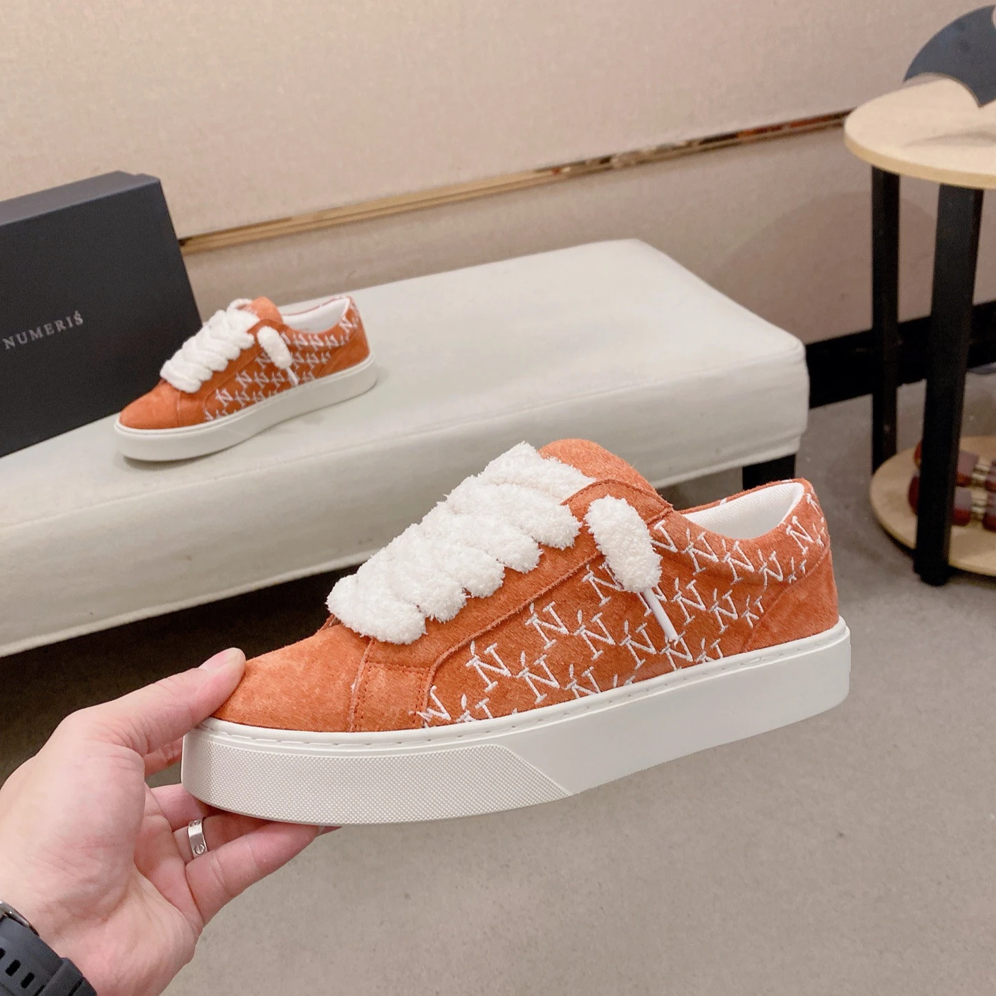 Bestselling Suede Platform Sneakers Embroidered Letter Casual Shoes Puffy Thick-lace Low-top Skate Shoes Holiday Gifts