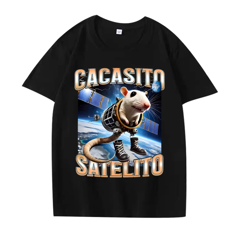 

Funny Cacasito Satelito Italian Brainrot Silly Rat Meme T Shirt men women Oversized 100% Cotton short sleeve Summer Unisex tops