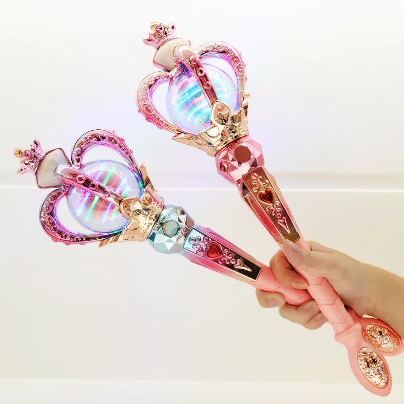 Vara mágica elétrica meninas brinquedo bonito princesa mágico scepter fingir jogar crianças brinquedos led piscando som música varinha mágica