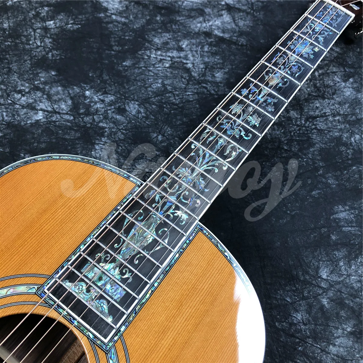 39 Inches ooo Type Solid Cedar Top Acoustic Guitar Abalone Inlays Rosewood Body Ebony Fingboard Guitar