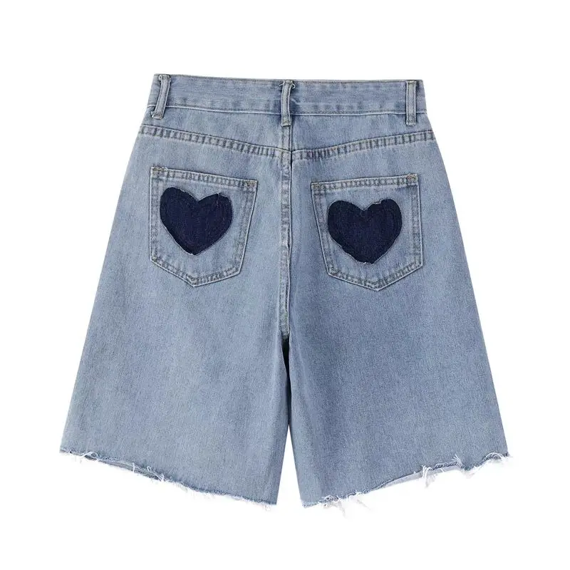 

Женские джинсы очень большого размера Heart ket, прямые джинсы длиной пять четвертей, повседневные светло-голубые джинсы с высокой талией на весну и лето