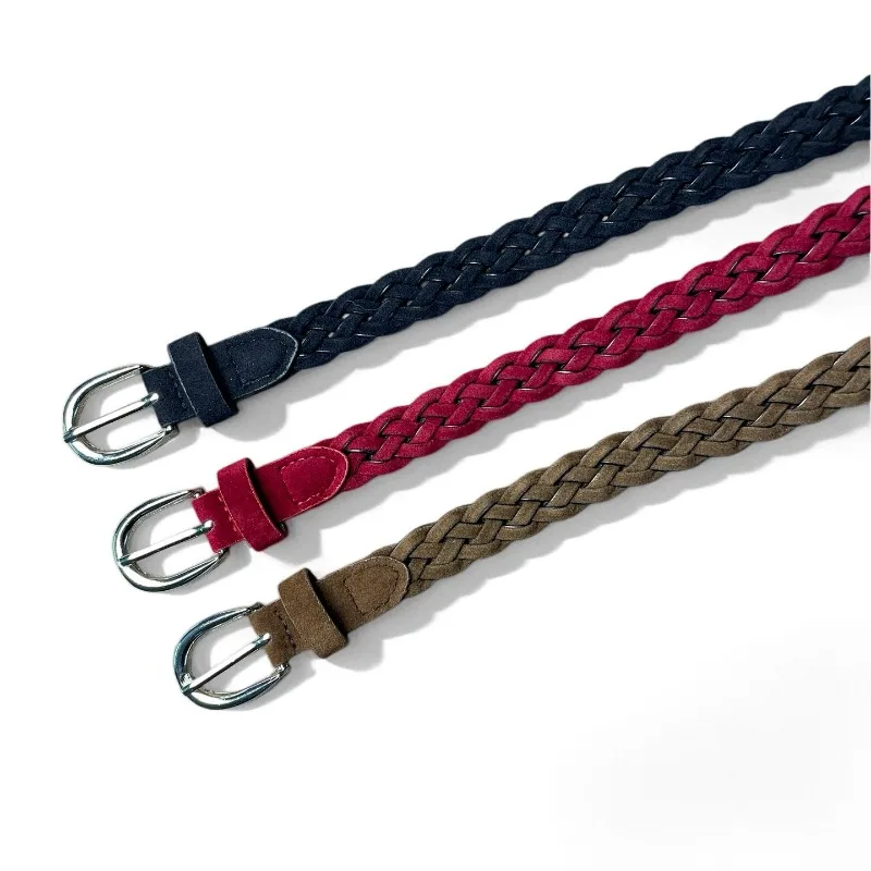 IF IFOND Fashionable Retro Brown Velvet-Weave Belt Handwoven in Korea with a Pin Buckle Perfect for Jeans and Women’s Belts