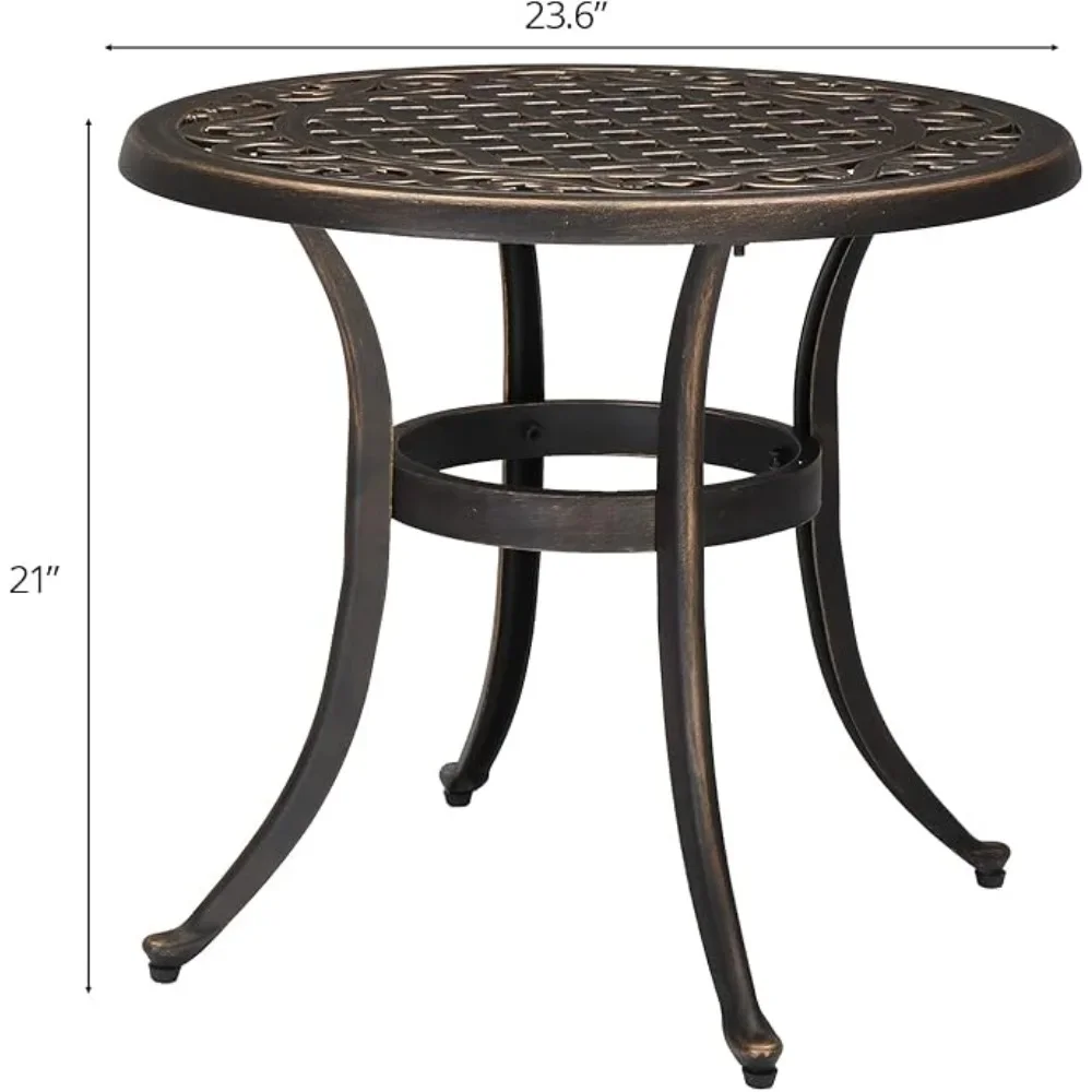 Cast Aluminum Outdoor Side Table, All Weather Round/Square Patio Coffee Table Porch Table Outdoor Bistro Table Outdoor