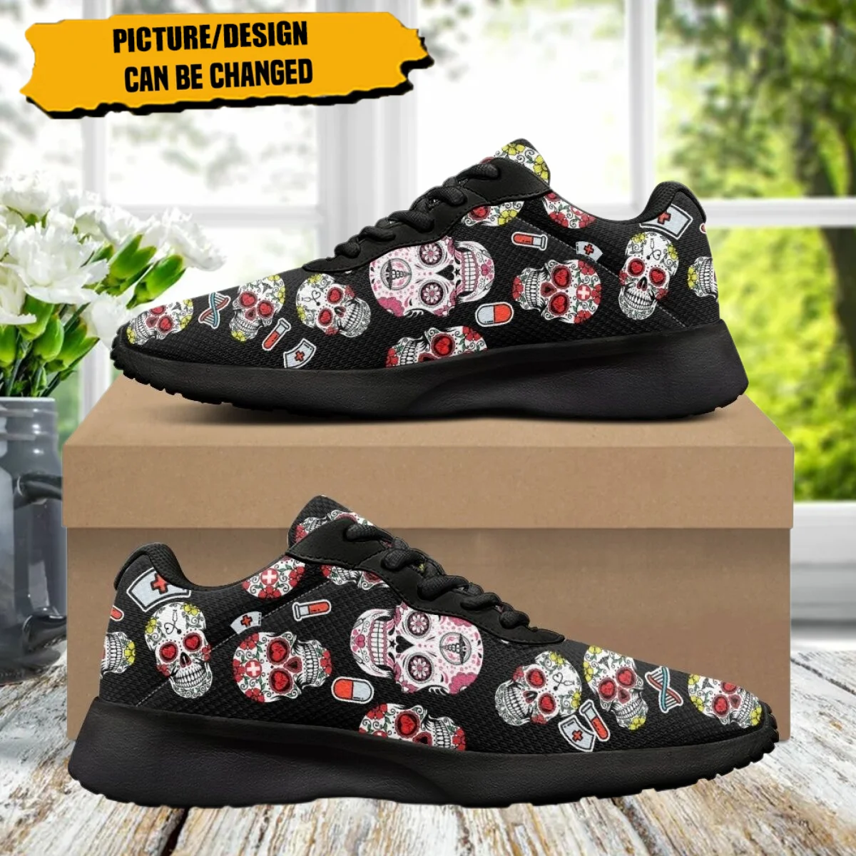 

New Horror Skeleton Pattern Women's Jogging Shoes Cozy Soft Sneaker Durable Gym Teen Sneakers Print On Demand tenis masculino