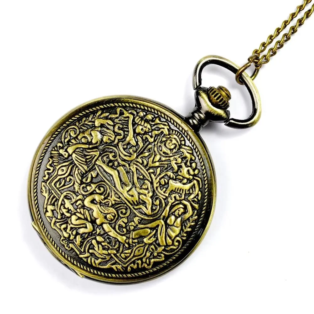 Unique Large Creative Design Craved Pocket Watch Fashion Lively and Noble Clamshell Watch