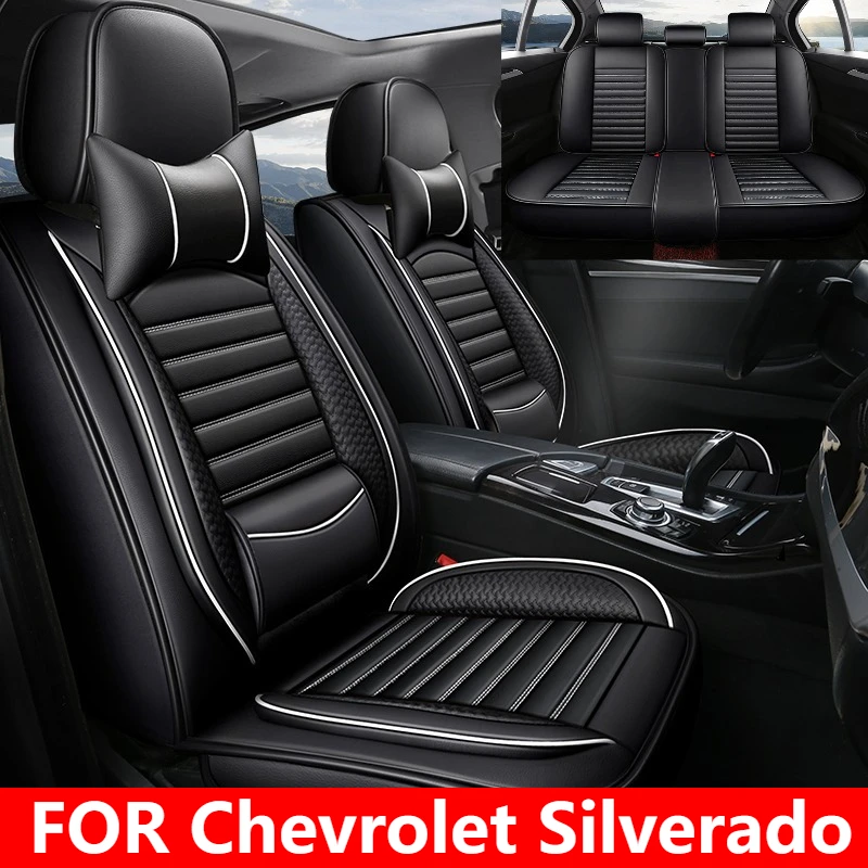 

Чехол на автомобильное сиденье, водонепроницаемый, из искусственной кожи, износостойкий, с мягкой талией, кожаный, с полным запахом, чехол на сиденье для Chevrolet Silverado