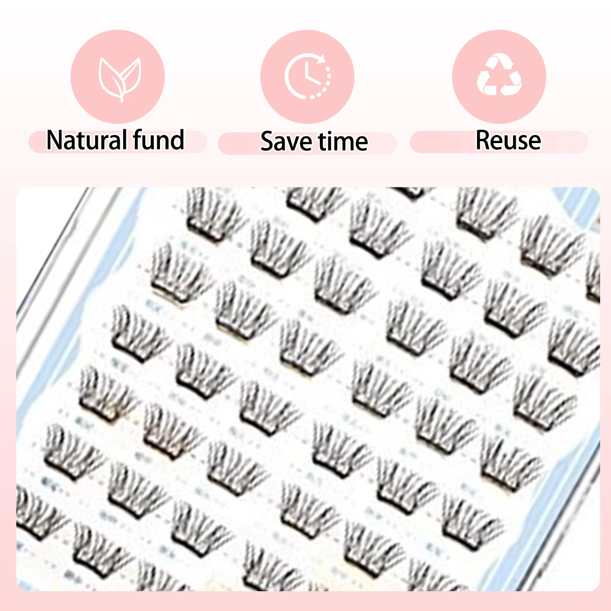 8Rows ノングルー フェイクミンクまつげ 通気性のある超薄型セグメントまつげ 液体接着剤で一日中楽々装着 女の子向け