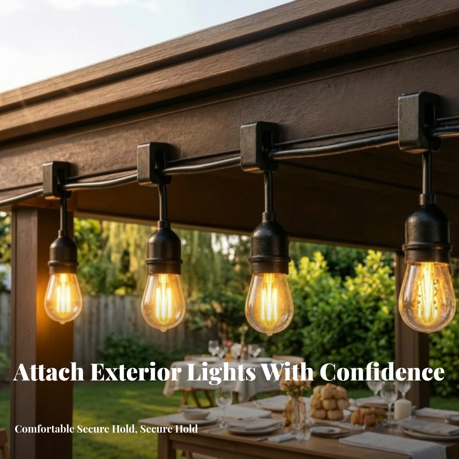 30 Pieces Pergola Clip with Hook Sleek String Light Clip Light Hook Compact Hardware Plastic for Patio, Deck