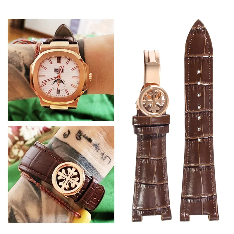 25mm Leather Watch Strap for Patek Philippe Nautilus Serie 5711 5712G Watchband soft Men's Bracelet Accessories Wristband