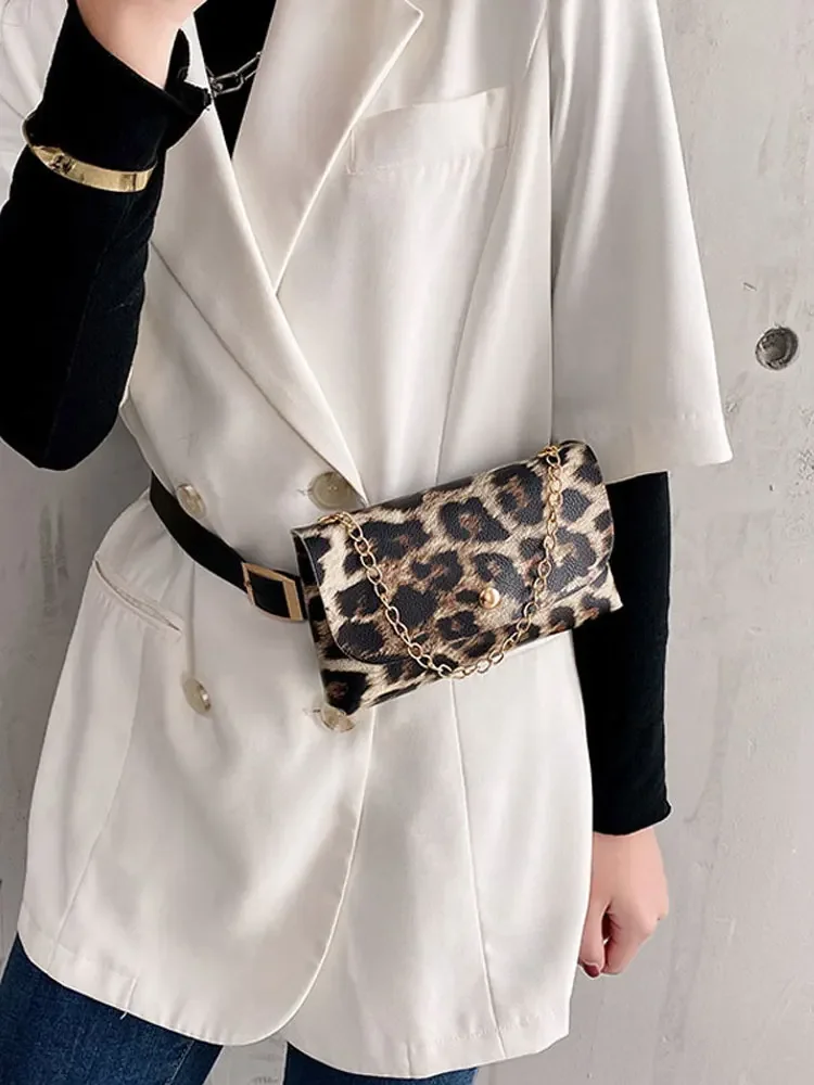 YoReAi Fashion Women Shoulder Bags Waist Fanny Pack Belt Leopard Pattern Retro Mobile Phone Bag Handbag Lady PU Purse Wholesale — zdjęcie 2