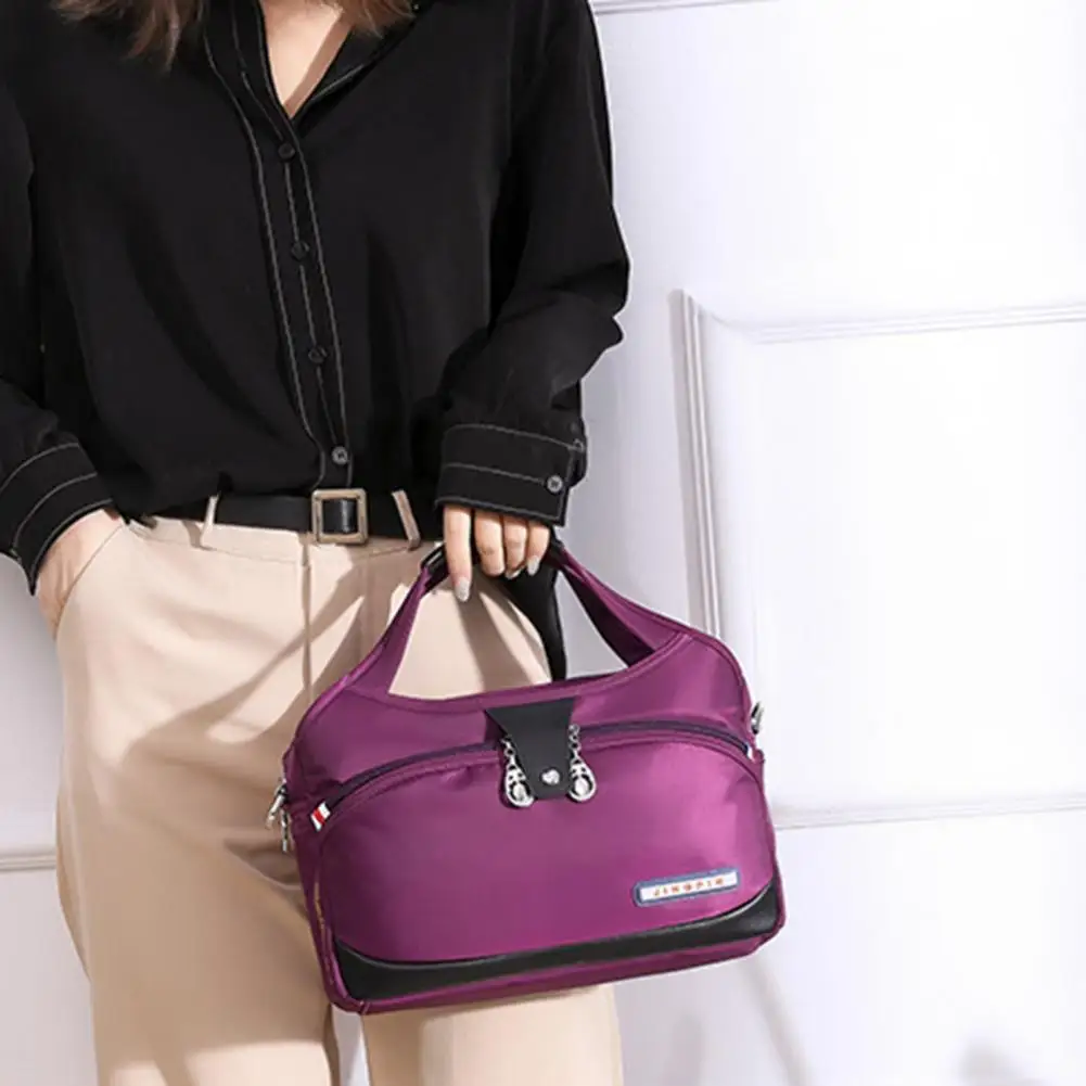 

Women Shoulder Bag with Adjustable Strap Pure Color Shoppinig Handbag Waterproof Large Capacity Zipper Closure Lady Purse