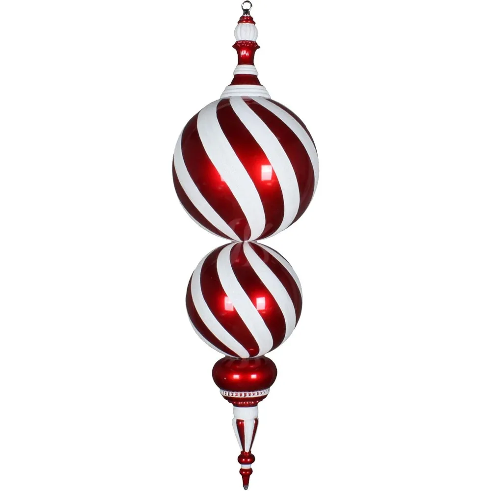 

30-дюймовый полосатый конфетный орнамент, небьющийся пластик, праздничное украшение для рождественской елки, красный и белый