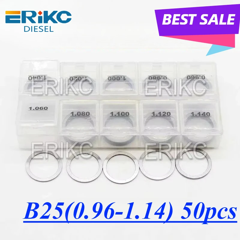 50PCS B25 Injector Shim Gaskets Size: 0.96mm--1.14mm  Injector Calibration Washer Set