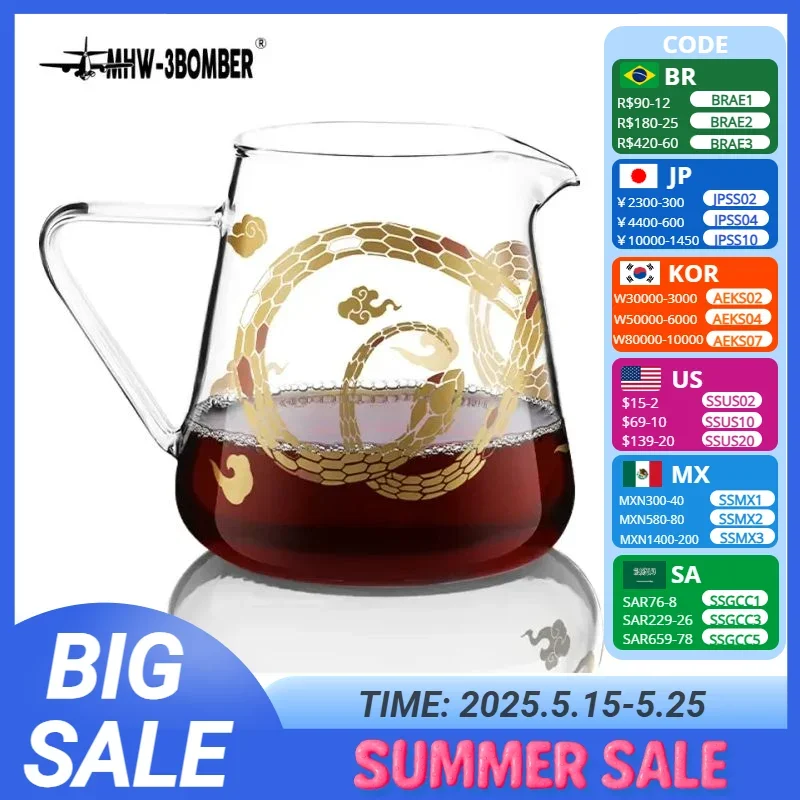 

MHW-3BOMBER 500ml Coffee Server Clear Glass Coffee Pot Espresso Dripper Pour Over Maker Brewer Pot Kitchen Accessories