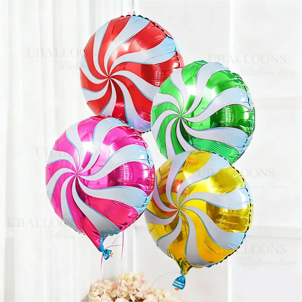 10 Stück süße Süßigkeiten-Folienballons, 25,4–45,7 cm, runde Lollipop-Heliumballons für Geburtstag, Candyland, Weihnachten, Zuhause, Party, Dekoration – Detail 3