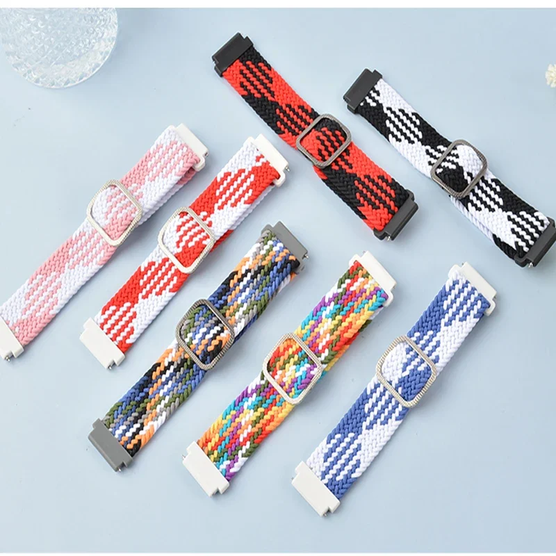 Cinturino in nylon intrecciato 22mm 20mm per Samsung Galaxy Watch 7 6 5 4/Amazfit GTR cinturino Solo Loop regolabile Huawei watch GT5-4-3-5 Pro
