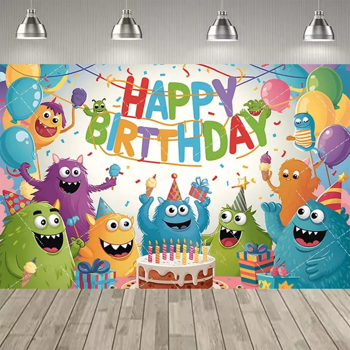 Cartoon-Monster Themenparty Dekorations-Hintergrund Monster Kindergeburtstag Party-Zubehör Deko-Banner Baby-Taufgeschenk – Detail 10