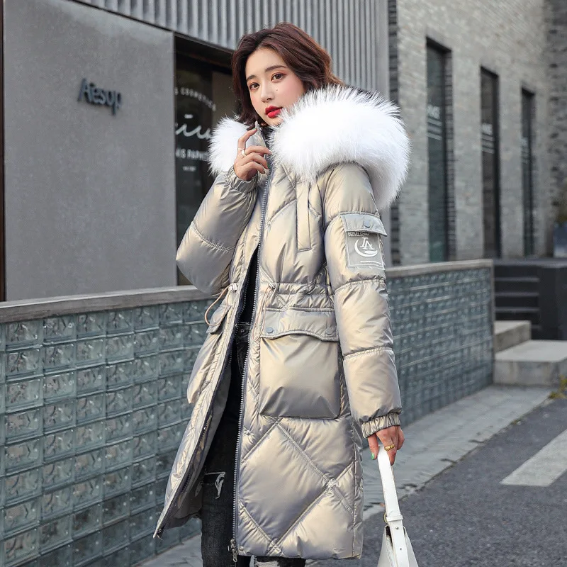 Coat Women Winter Jacket Hooded Fur Collar Long Parkas Mujer Thick Warm Down Cotton Padded Jacket Women Waterproof Coat Female